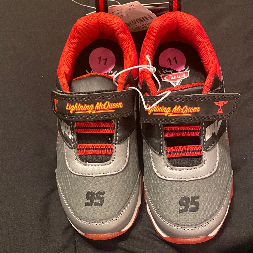 Disney Cars Lightning McQueen Sneakers - Red, Black, and Gray size 11 boys